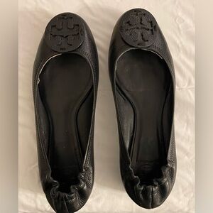 Tory Burch Reva Tumbled Leather Ballerina Flat